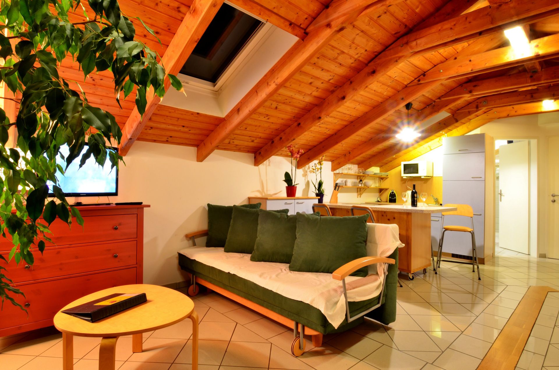 Wohn-/Schlafraum mit Küchenzeile